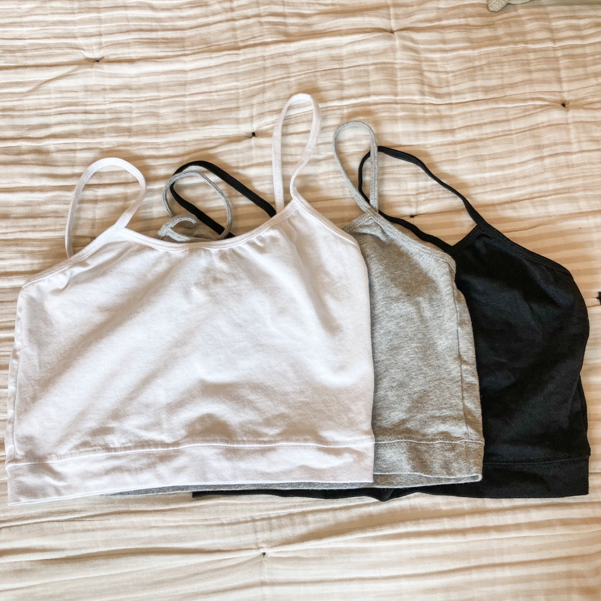 Soft and stretchy cotton/spandex layering tanks, perfect for summer when it’s too hot to layer with a full length tank. They come in a bunch of different color combinations, and I got my normal size. Definitely recommend !

#LTKOver40 #LTKFindsUnder50 #LTKStyleTip