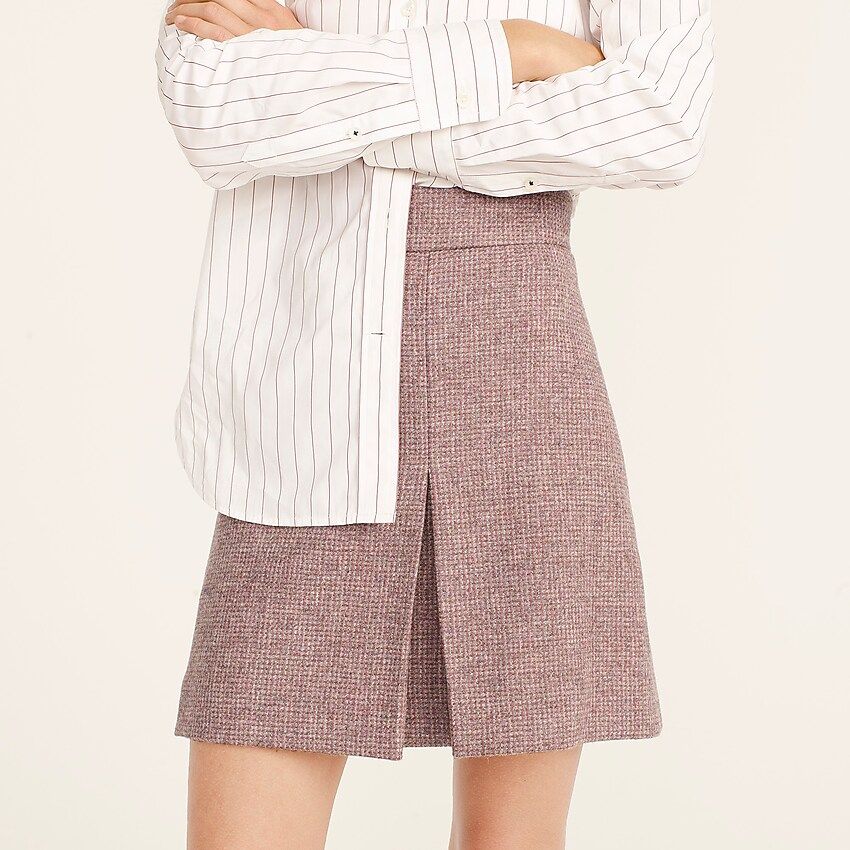 Pleated mini skirt in English birdseye twill-wool | J.Crew US