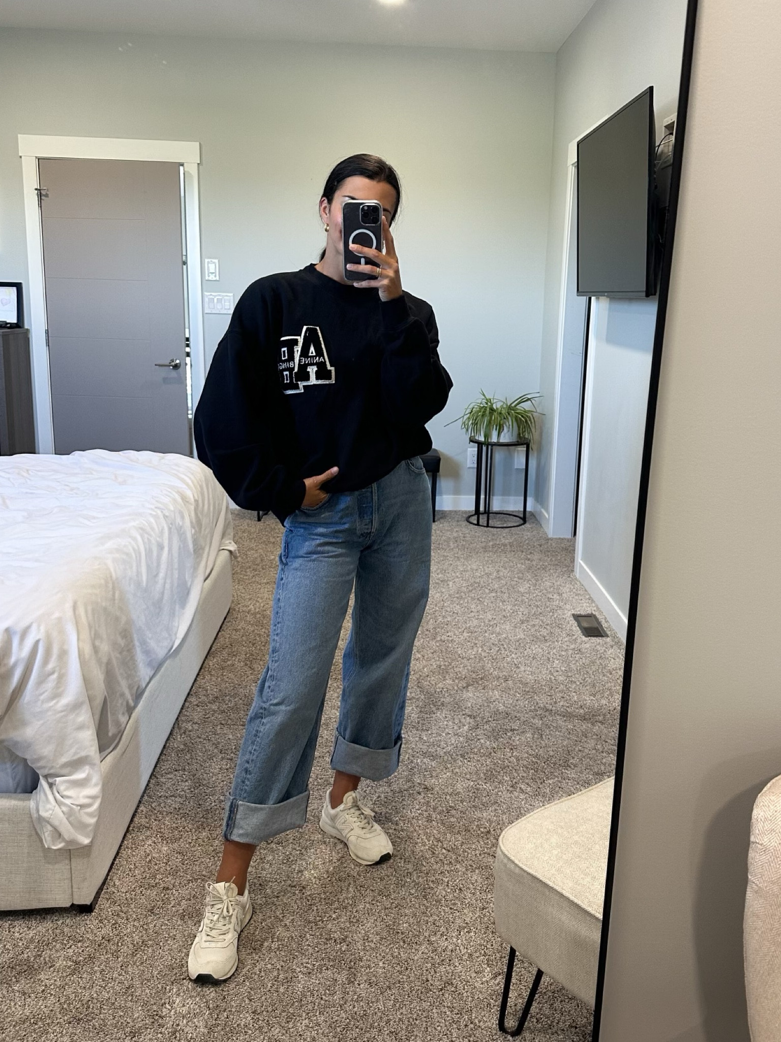 Anine Bing letterman crewneck! It’s an oversized fit so recommend your true size! 

Wearing size small 

#LTKautumn #LTKcanada #LTKstyletip