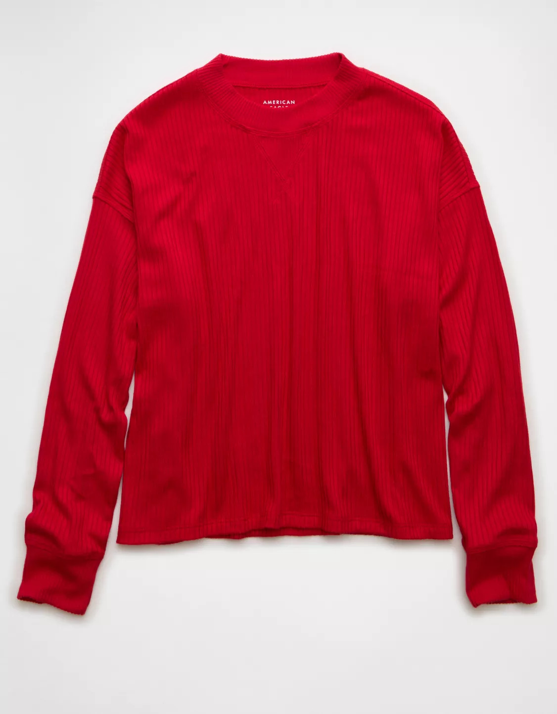 AE Long Sleeve Plush Crew Neck Top | American Eagle Outfitters (US & CA)