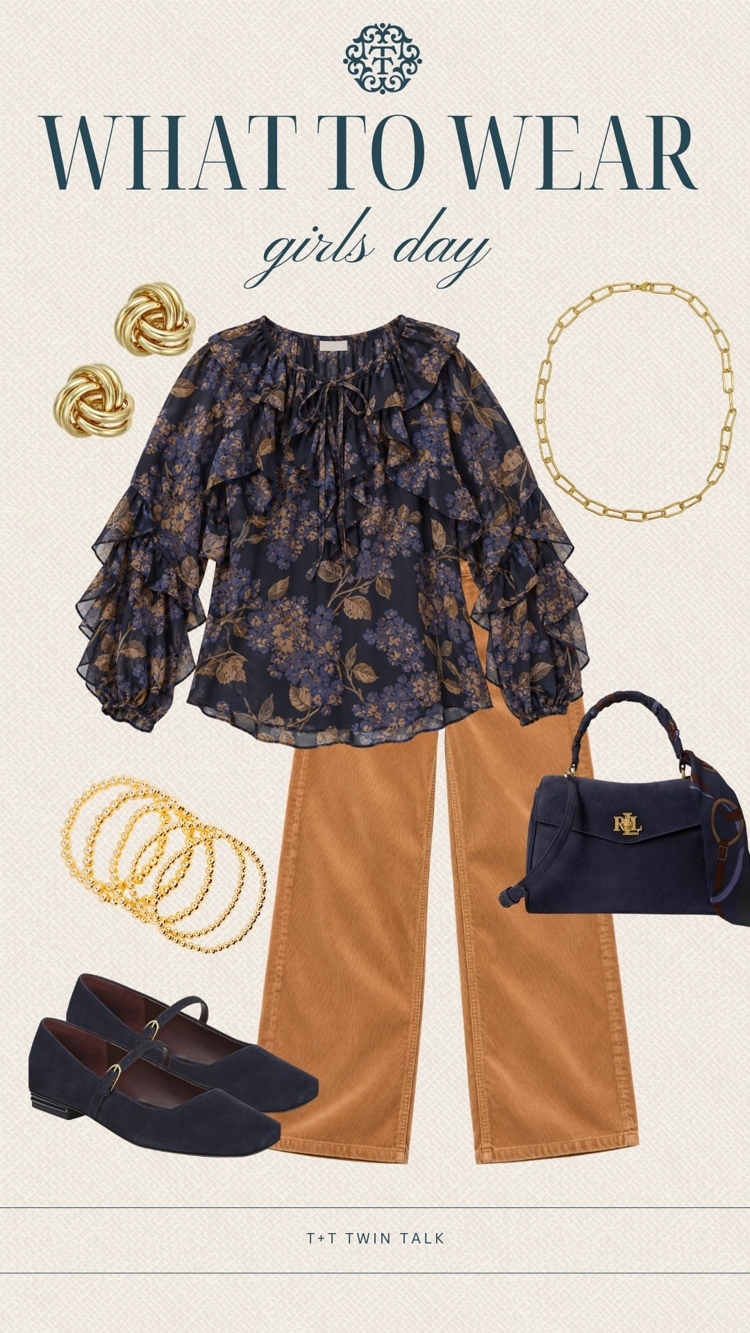 T+T, what to wear! This floral blouse, corduroy pants, and navy accessories from Macy’s make the cutest look for a girls day out. Wear this for shopping, lunch, or a fun fall day with your favorite girls.

#LTKSeasonal #LTKOver40 #LTKMidsize