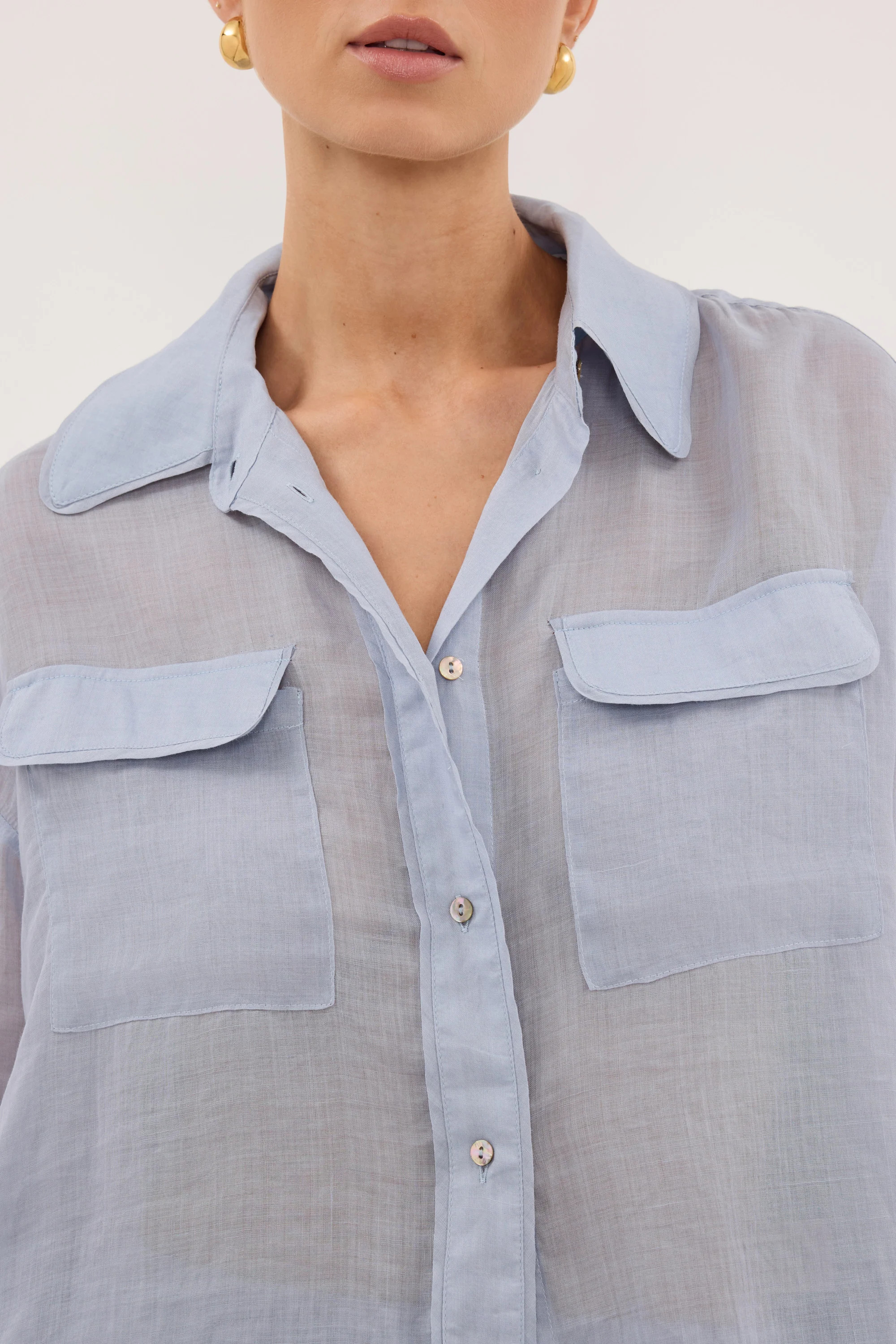 TENLEY DUSTY BLUE RAMIE SHIRT | DISSH