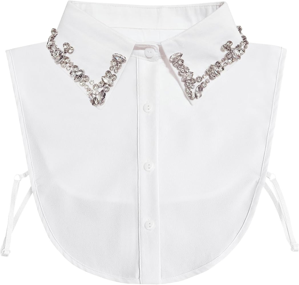 Shinywear Pearl Fake Collars Detachable Dickey Collar Blouse Half Shirt Crystal Peter Pan Faux Fa... | Amazon (US)