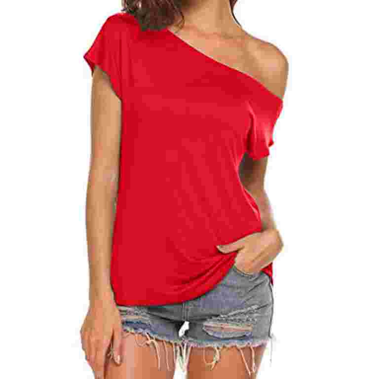 SELONE Off the Shoulder Tops for Women Shirts for Women Casual Off the Shoulder Short Sleeve Cold... | Walmart (US)