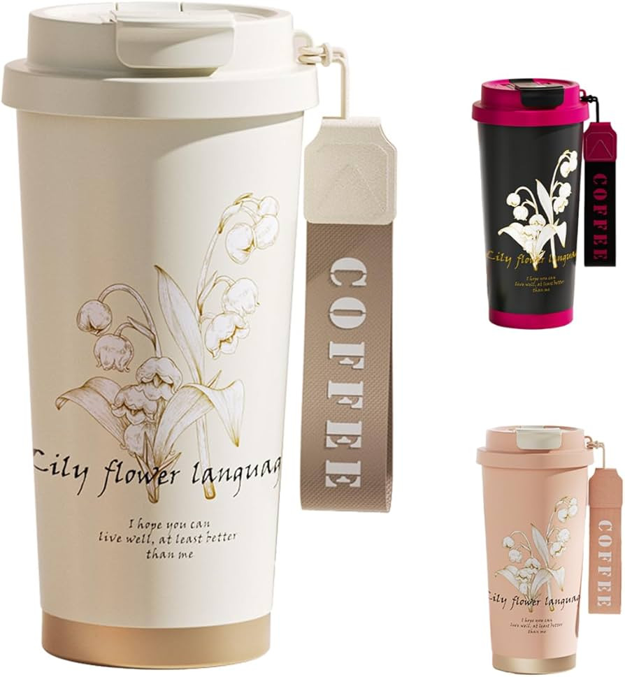 DEARART 17oz Fashion Insulated Water Bottle, Dual Spout Drinking Vacuum Cup 100% Leakproof Elegan... | Amazon (US)