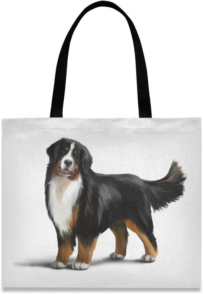 Bernese Mountain Dog Canvas Tote Bag Puppy Pets Casual Grocery Shopping Bags Eco-Friendly Shoulde... | Amazon (US)