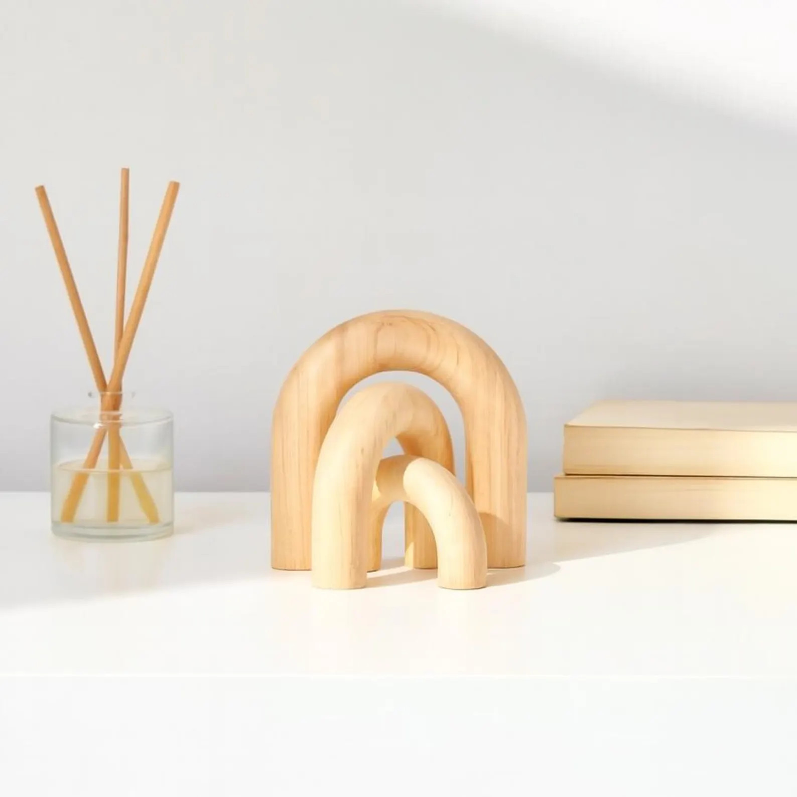 3-Piece Natural Arch Decor Set – Modern Shelf & Coffee Table Accents, Decorative Objects for Bo... | Etsy (US)