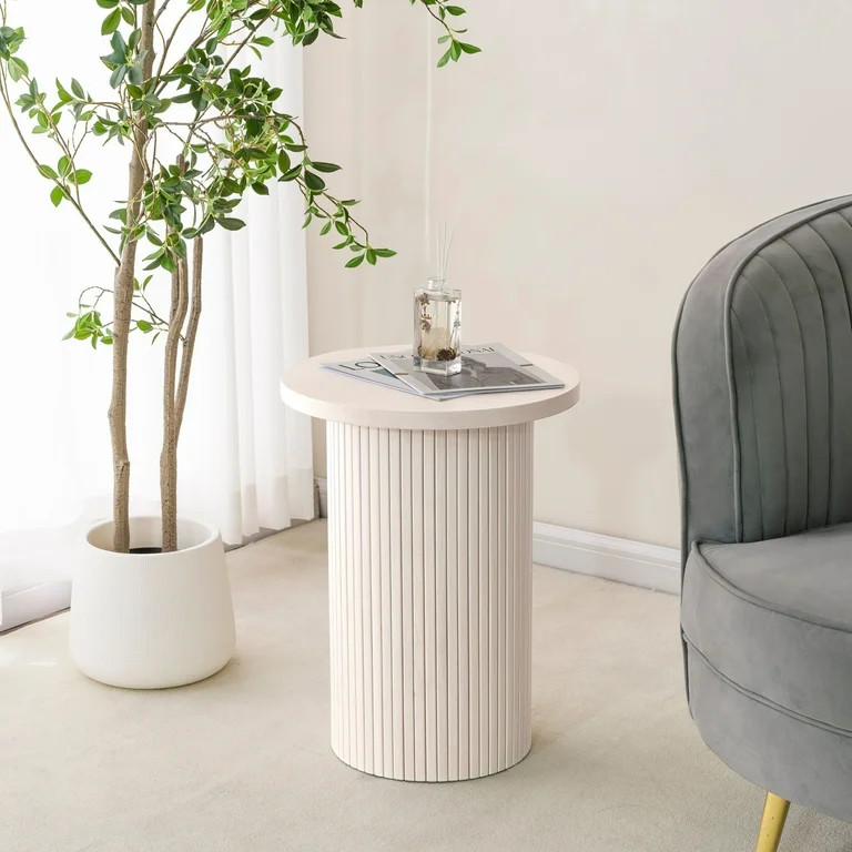 SHYFOY Round Solid Wood End Table White Pedestal Side Table Living Room Furniture Accent End Tabl... | Walmart (US)