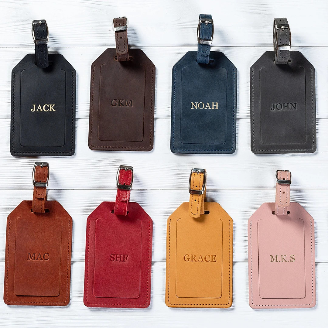 Leather Luggage Tags, Personalized Luggage Tags, Custom Tags With Initials, Corporate Gift With L... | Etsy (US)