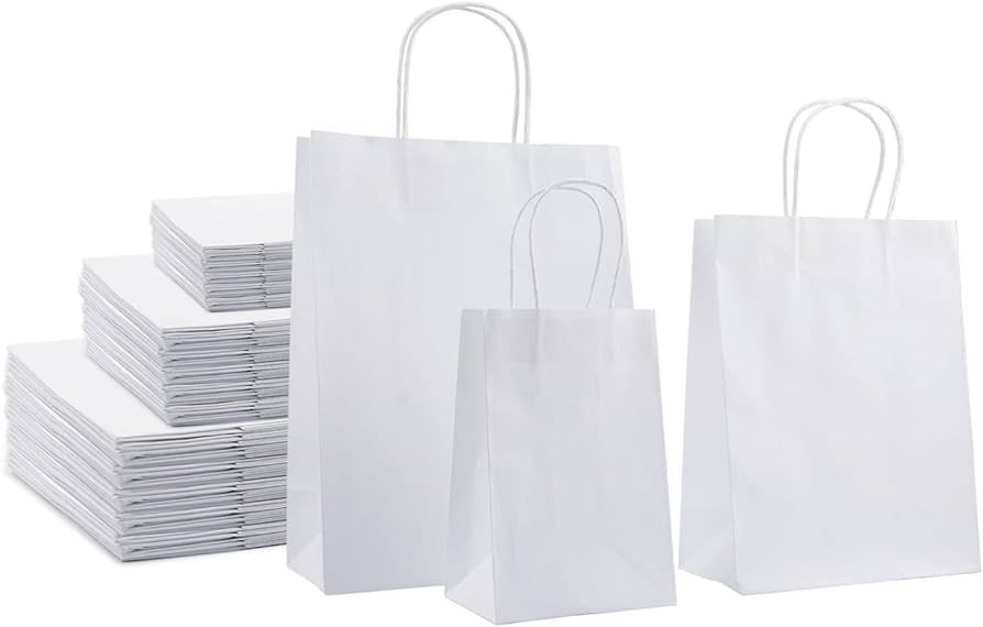 Amazon Basics Kraft Paper Bags (Small, Medium, Large) 25 pieces each, 75 Count, White | Amazon (US)