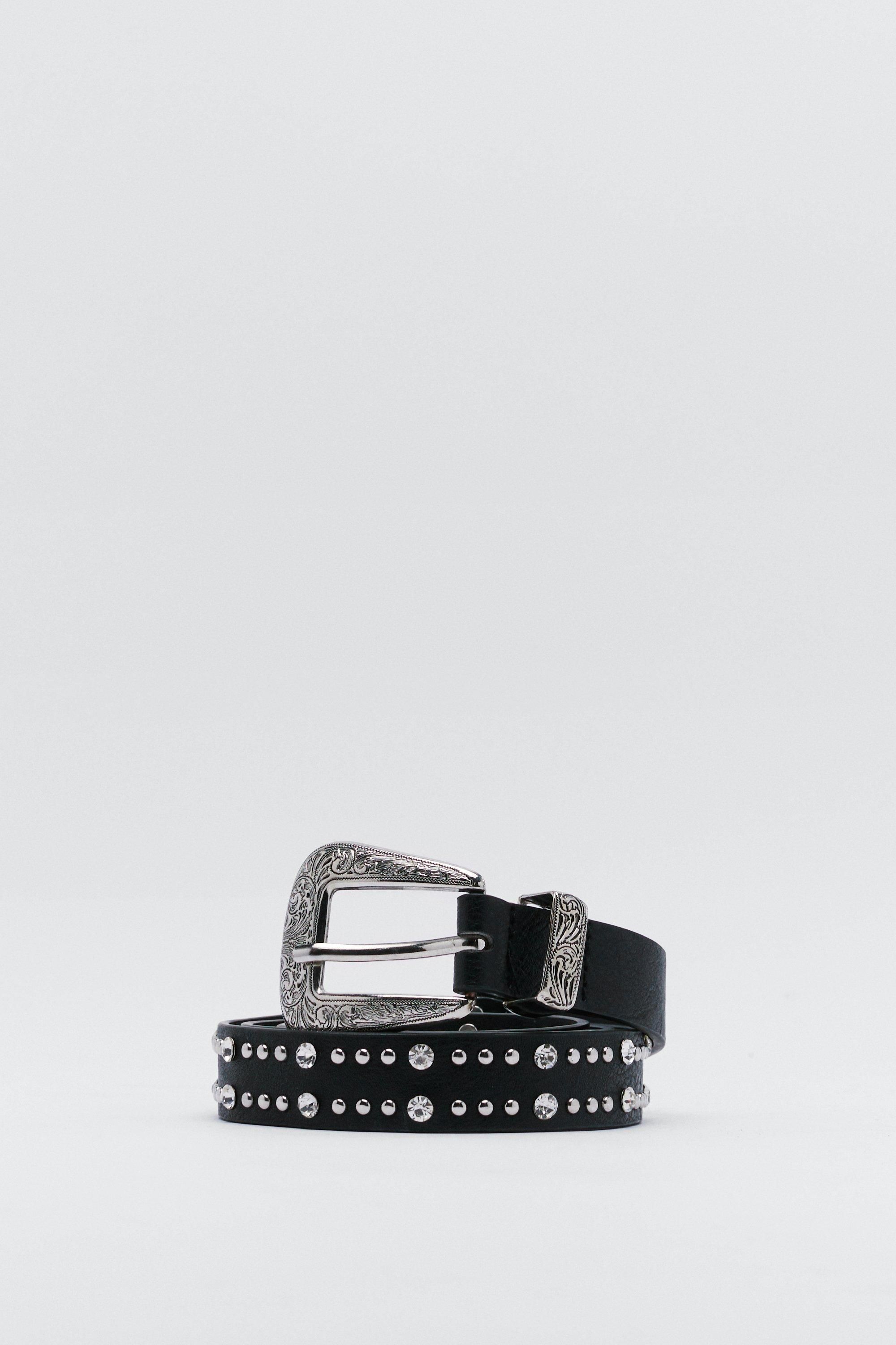 Faux Leather Studded Western Buckle Belt | Nasty Gal (US)