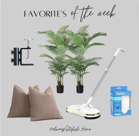 This week’s favorites included these affordable pillow covers again, they are so soft, have incredible texture and come in multiple colors. Remember to size up on the inserts! The best selling realistic palm trees that add a tropical vibe to your backyard. The must have, plug in bug trapper for a bug free home. The cordless, electric spin mop that makes mopping so much easier.  And the umbrella clamp for instant shade wherever you are! A summer must have!

#LTKHome #LTKSeasonal #LTKSummerSales