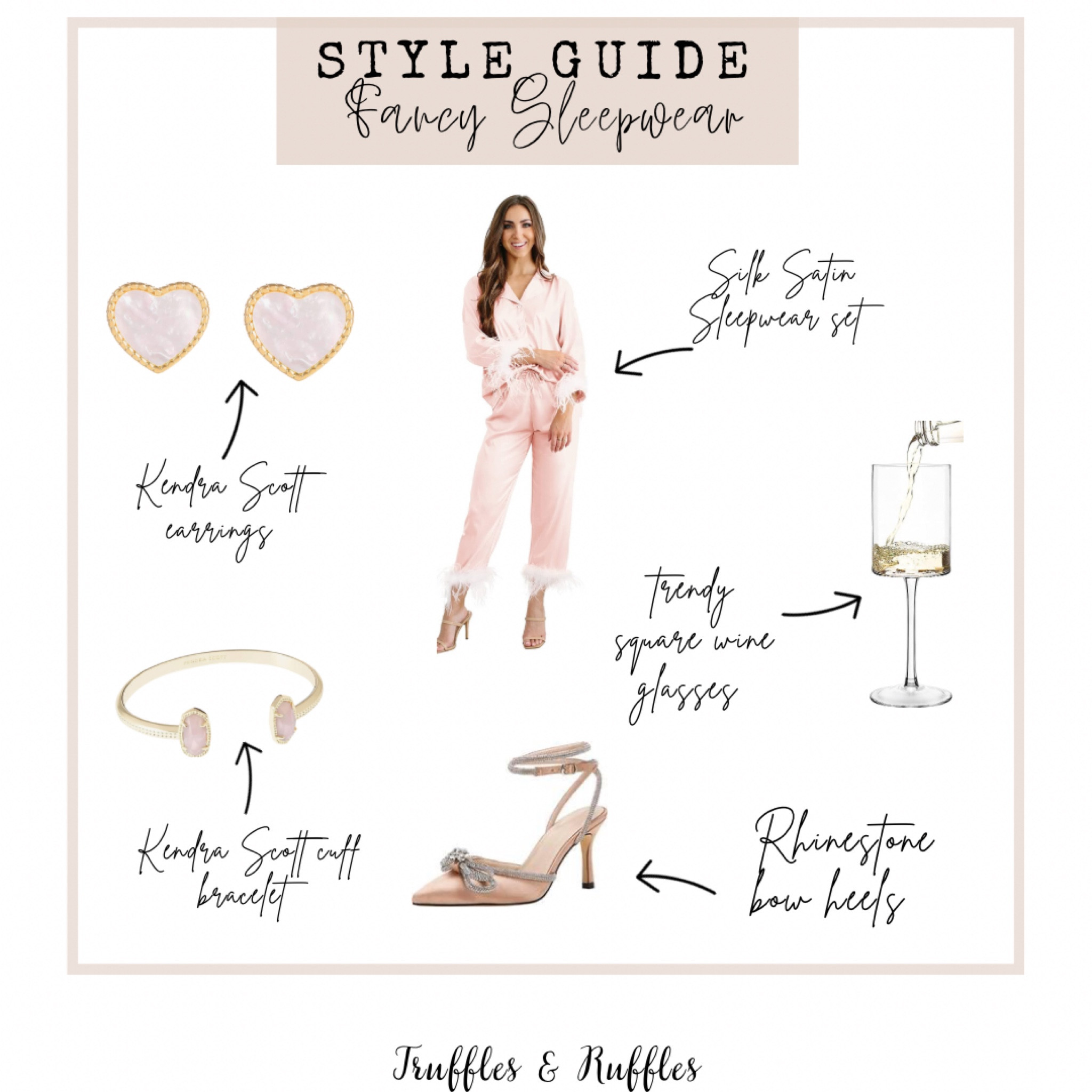 Fancy Sleepwear Style Guide 🫧 satin silk pajamas, feather pajamas, pink pajamas, Kendra Scott earrings, Kendra Scott cuff bracelet, rhinestone bow heels, square wine glasses, pink, amazon finds, Amazon must haves, style over 30, trendy, stay in night, trufflesandruffles_xoxo

#LTKstyletip #LTKhome #LTKFind