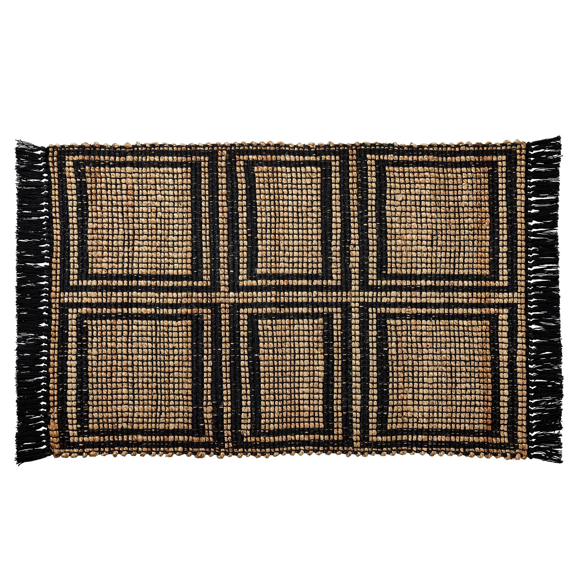 Better Homes & Gardens Black & Natural Interlocking Jute 24" x 36" Accent Rug | Walmart (US)