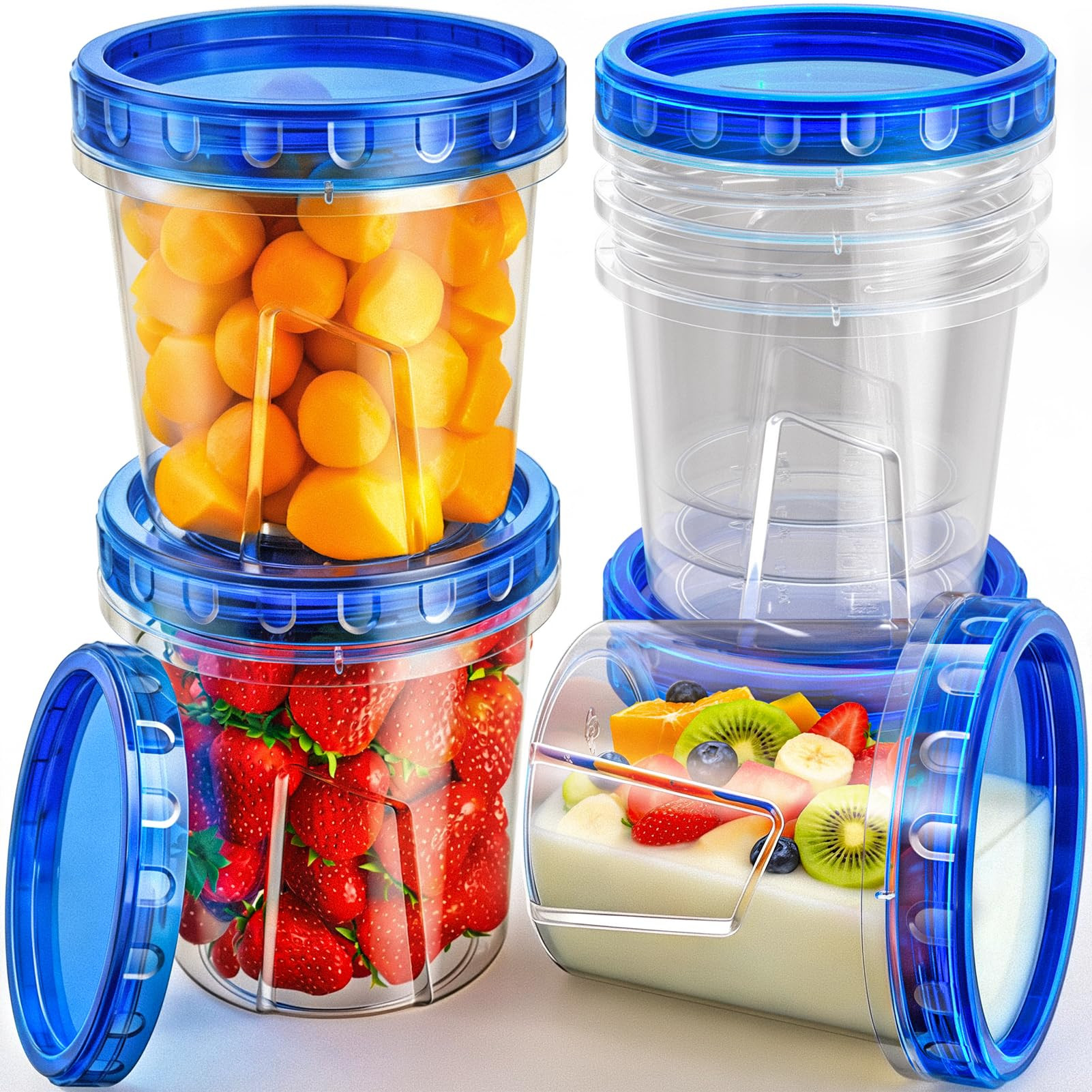 Freezer Storage Containers, [6 Pack-24 Oz] Airtight Plastic Food Storage Containers with Twist To... | Amazon (US)