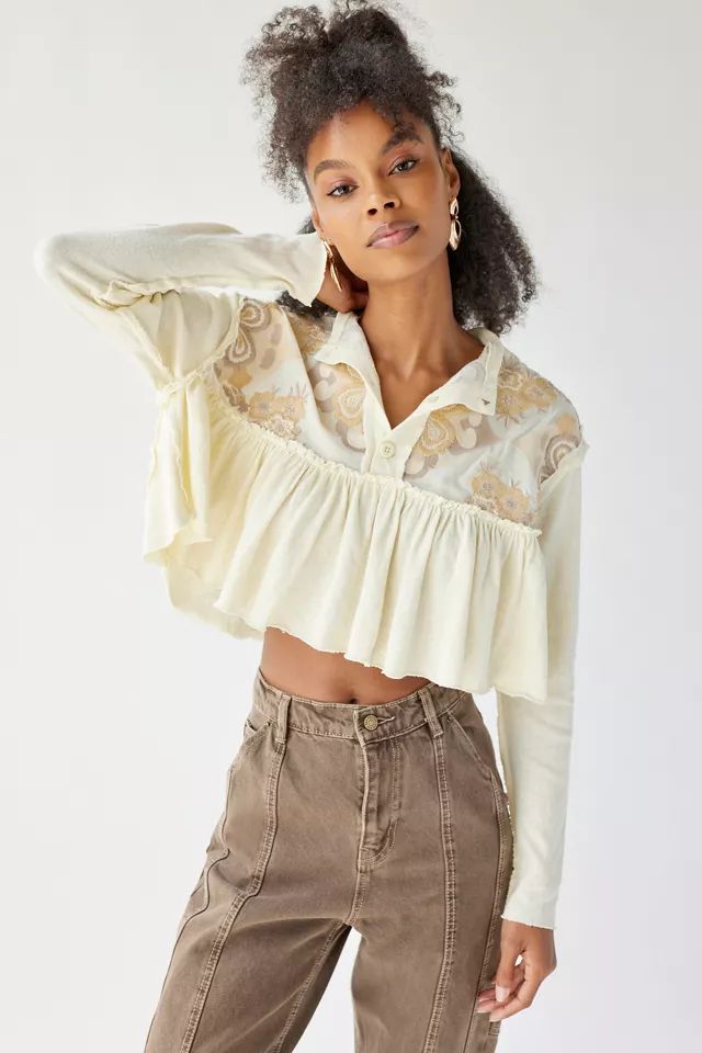 UO Melani Floral Embroidered Top | Urban Outfitters (US and RoW)