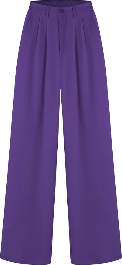 Tronjori Women High Waist Casual Straight Leg Business Work Dress Pants | Amazon (US)