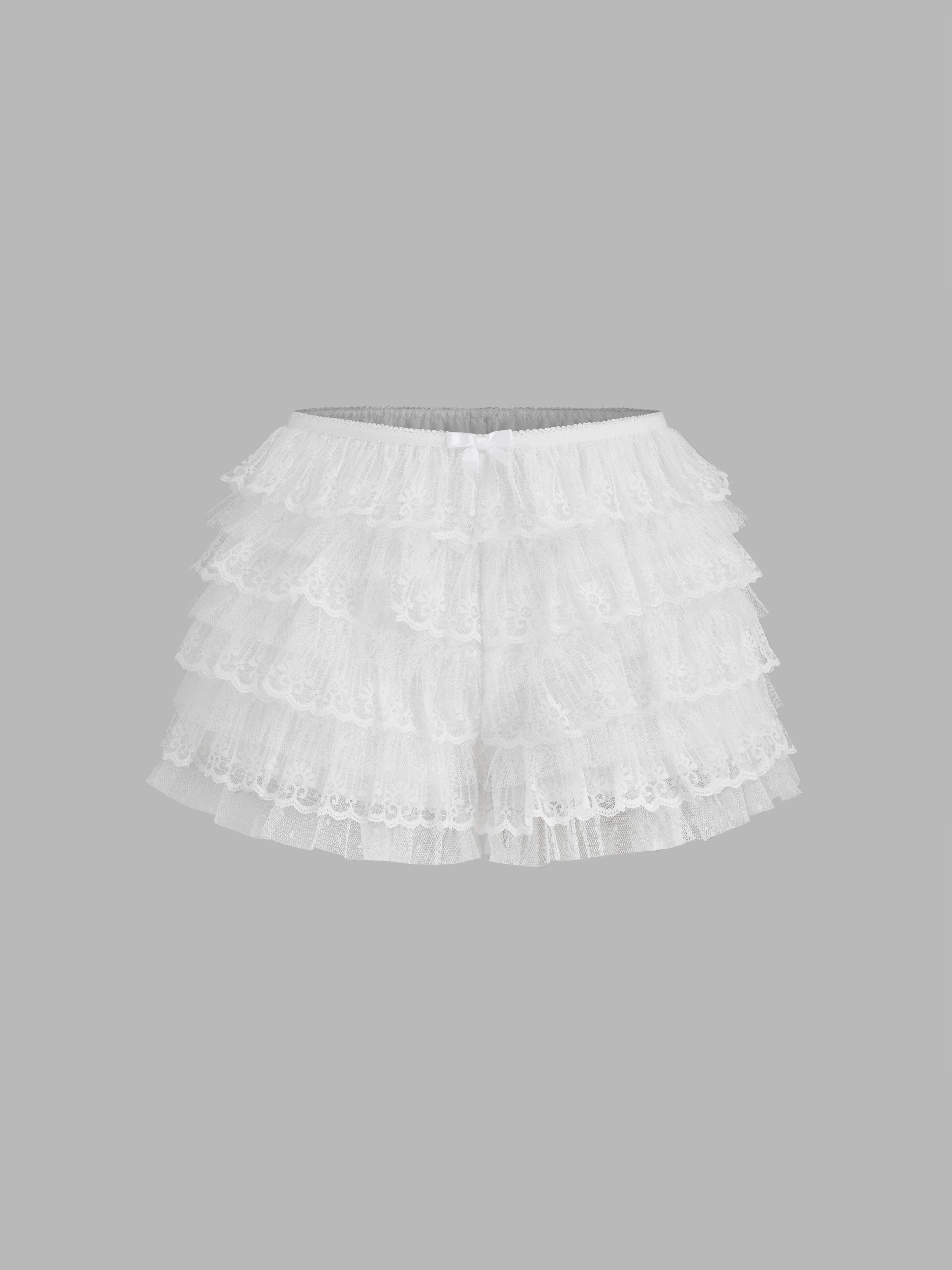 Lace & Ruffle Layered Bloomer Micro Shorts | Cider
