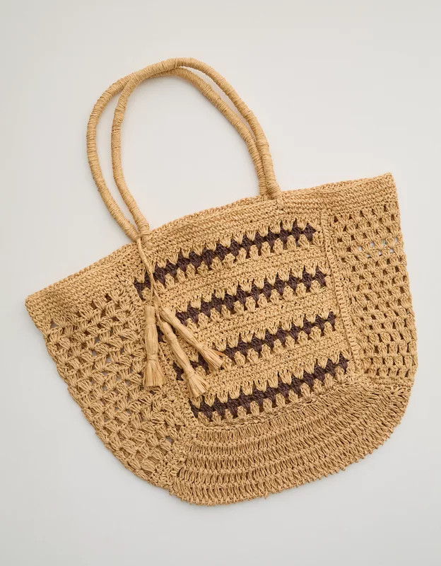 Aerie Mix Stitch Straw Bag | Aerie