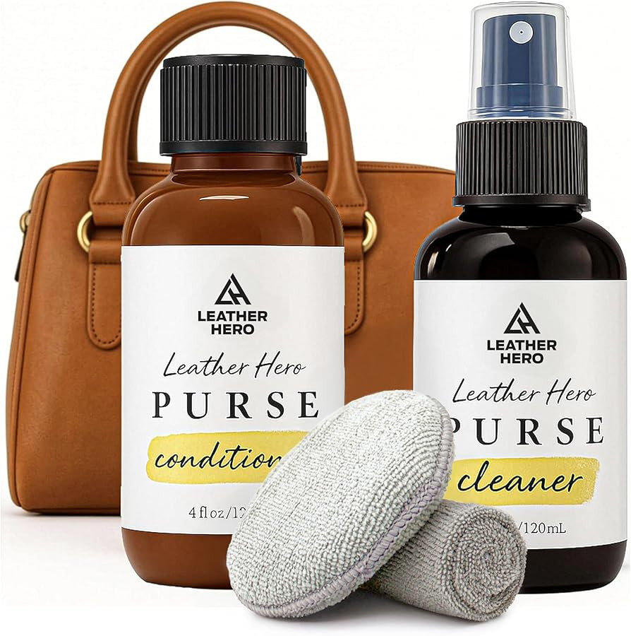 Leather Purse Cleaner & Conditioner Kit – 4pc Set with 4oz Cleaner, 4oz Conditioner, Microfiber... | Amazon (US)