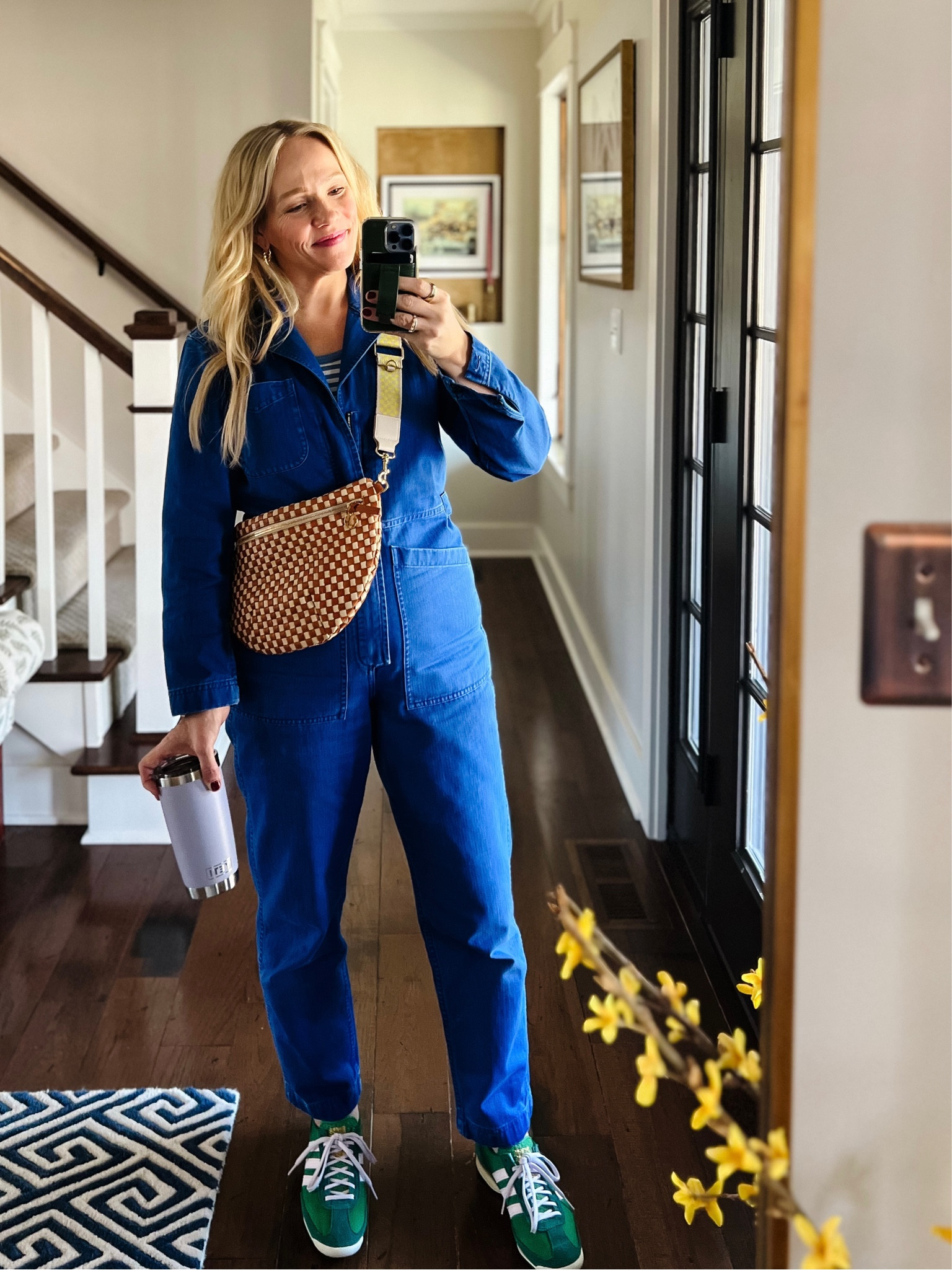 Spring Outfit of the day // Alex mill jumpsuit, target bag strap, Clare v grande Fanny, Amazon gold earrings, layering tank, adidas sneakers, bombas socks 
❤️ CLAIRE LATELY 

#LTKshoecrush #LTKstyletip #LTKSeasonal