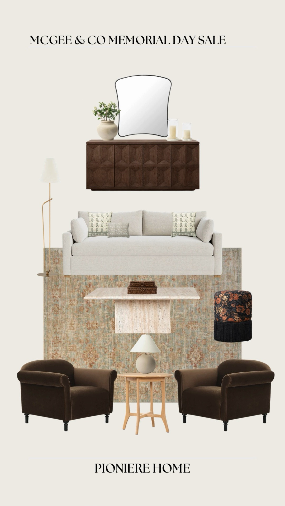 McGee & co Memorial Day sale. Up to 3% off site wide living room inspo, wood sideboard cabinet, accent chairs, neutral sofa, travertine coffee table, neutral living room

#LTKSaleAlert #LTKSeasonal #LTKHome