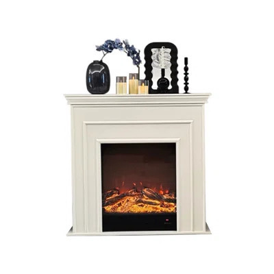 Beige Manufactured Wood Electric Fireplace | Wayfair North America
