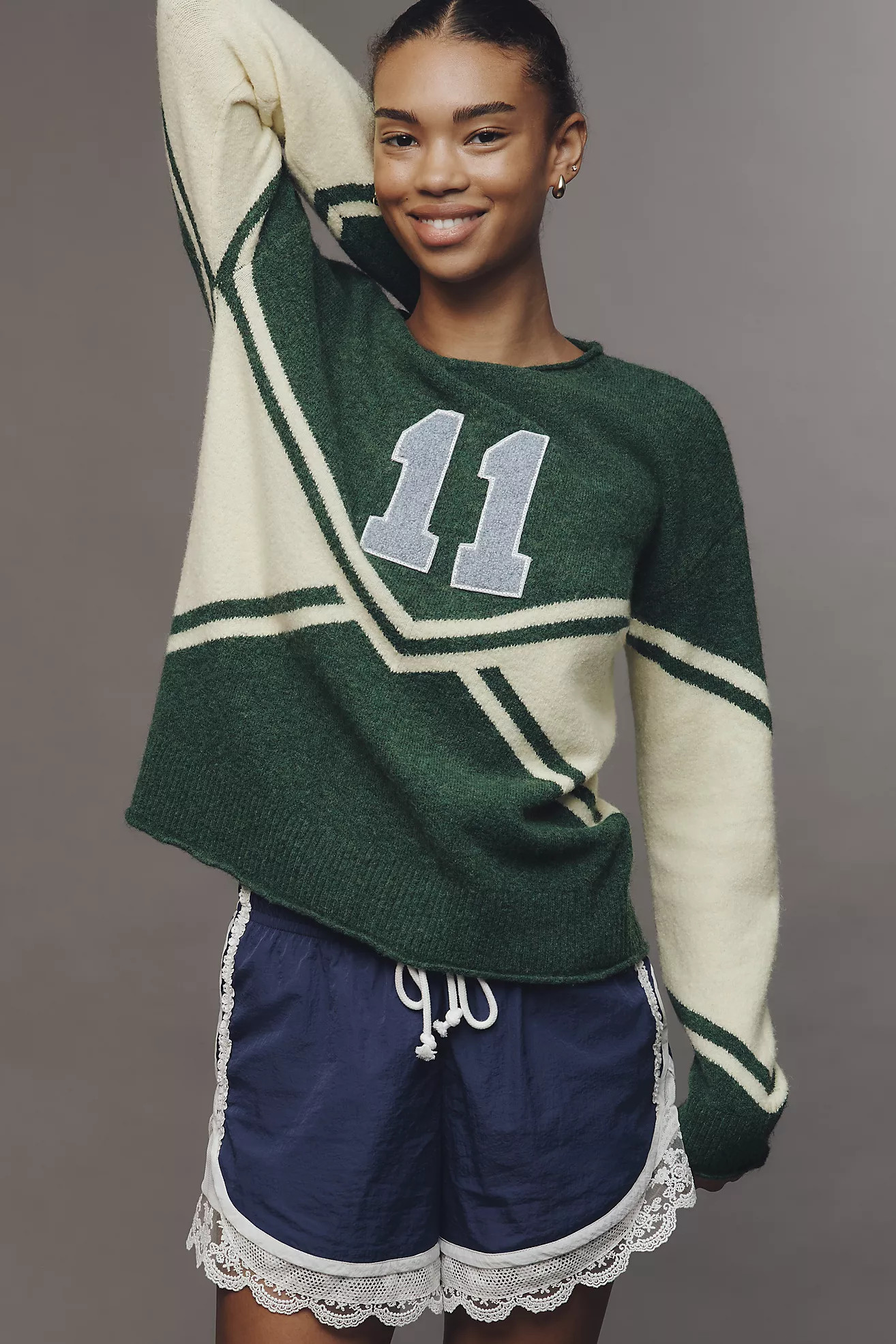 Daily Practice Long Jump Lace-Trim Drawstring Shorts | Anthropologie (US)