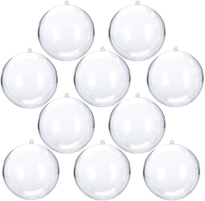 2.75"/70mm Clear Plastic Fillable Christmas DIY Craft Ball Ornament - Pack of 10 | Amazon (US)