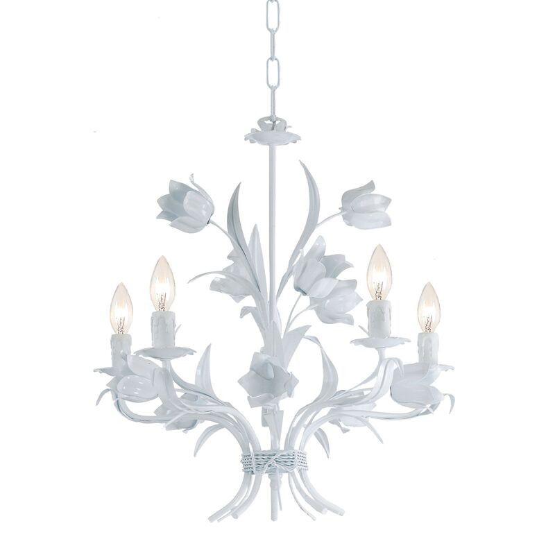 Amour 5-Light Flora Chandelier, Gloss White | One Kings Lane