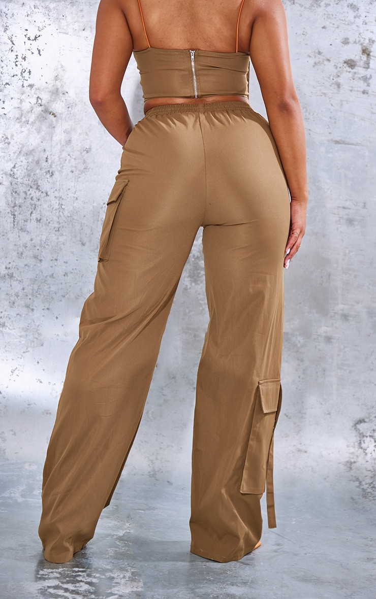 Plt Shape Khaki Pocket Detail Wide Leg Sweatpants | PrettyLittleThing US