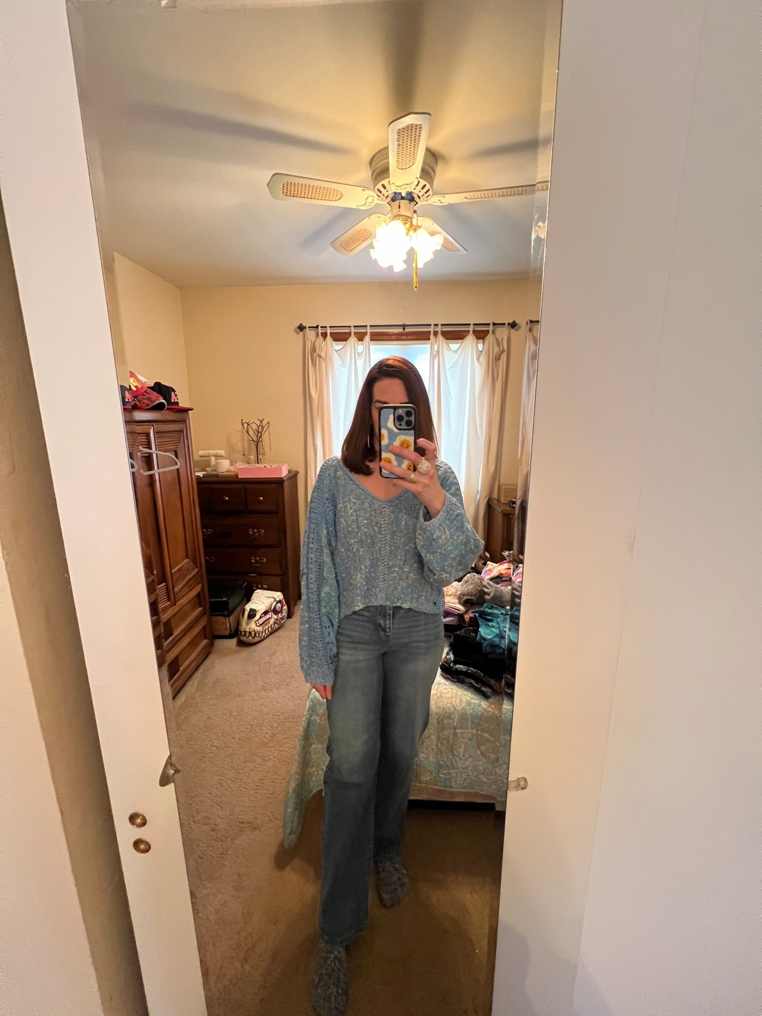 Blue crochet sweater (small). Straight leg jeans (5). Fuzzy blue socks (small). #sweater #crochetsweater #bluesweater #jeans #straightlegjeans #straightjeans #socks #bluesocks #fuzzysocks #winteroutfit 
winter capsule wardrobe
winter outfit 
winter denim 

#LTKSeasonal #LTKFindsUnder50 #LTKFindsUnder100