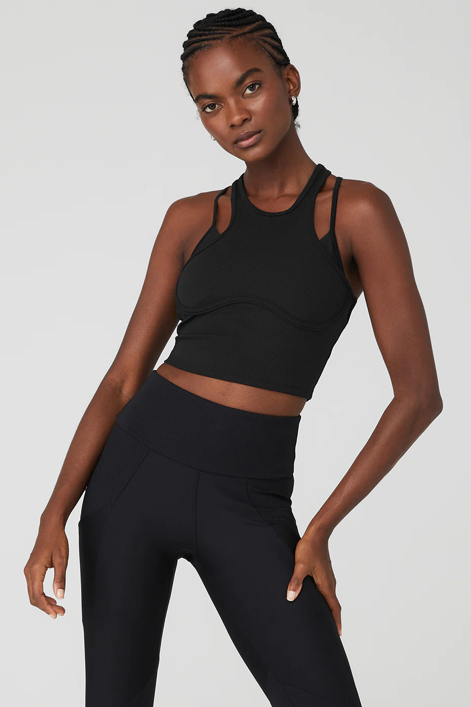 ALO | Ribbed Airlift Enchanted Bra Tank Top in Black, Size: XS | Alo Yoga (US)