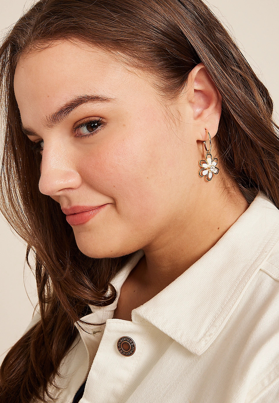 Wire Flower Charm Hoop Earrings | Maurices
