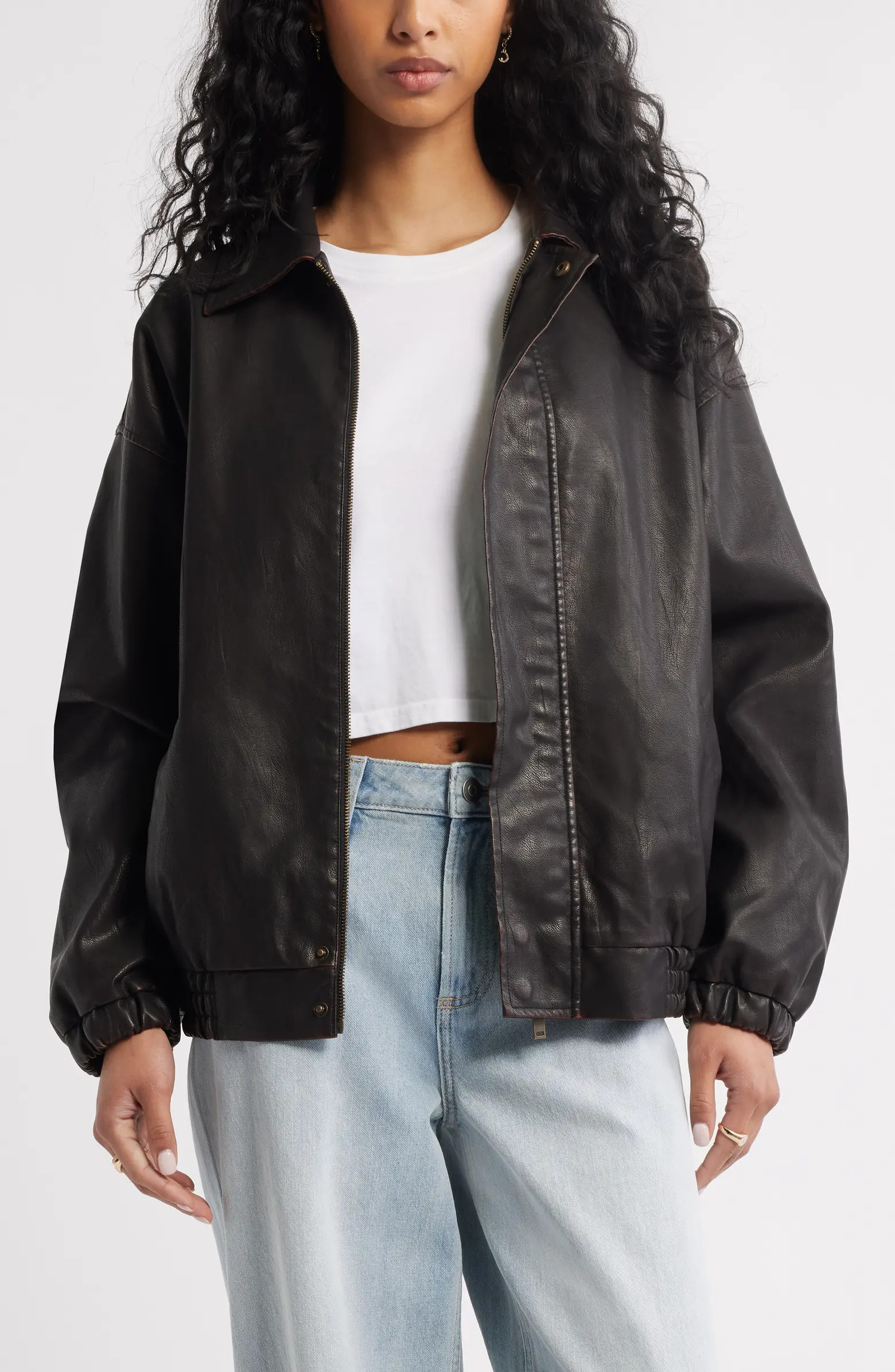 Oversize Faux Leather Jacket | Nordstrom