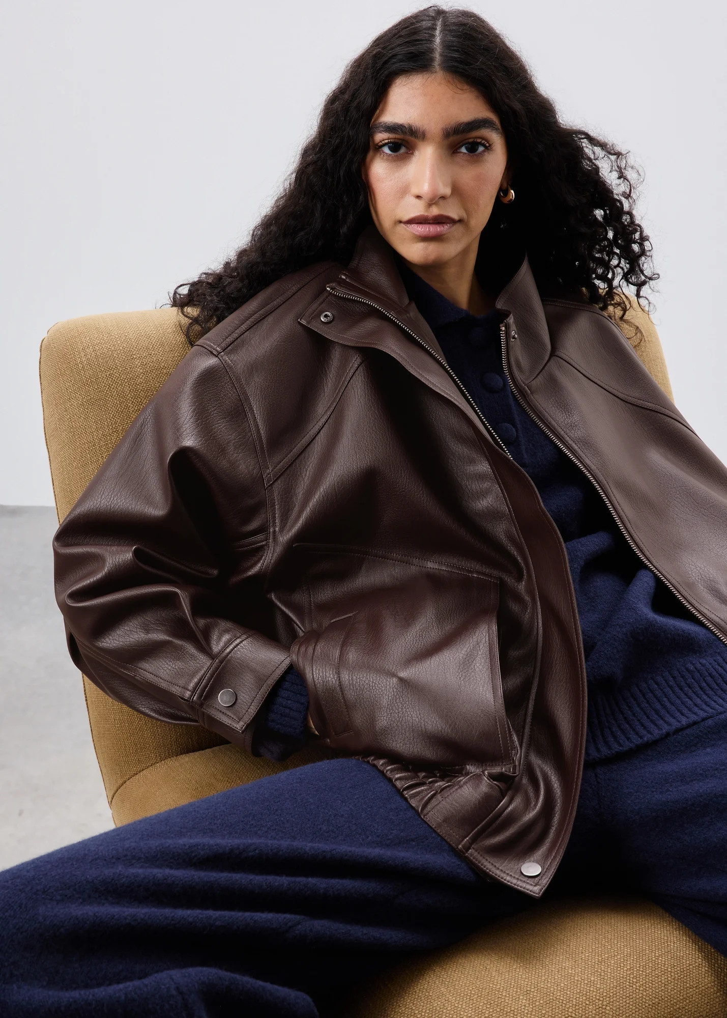 Brown Faux Leather Bomber Jacket | Matalan (UK)