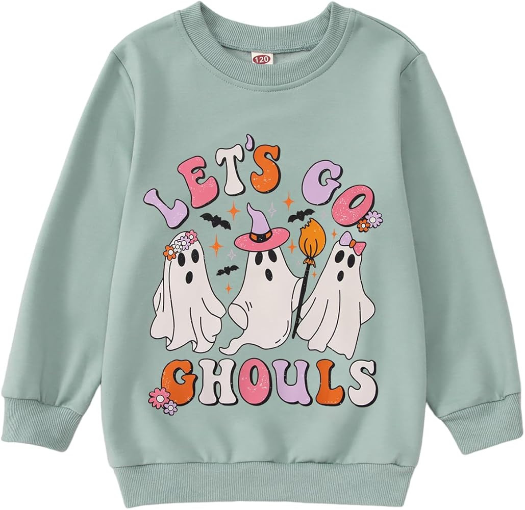 CM C&M WODRO Girls Halloween Crewneck Sweatshirts Ghost Graphic Pullover Tops Kids Cute Clothes L... | Amazon (US)