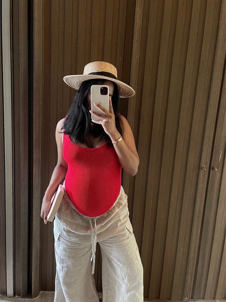 Babymoon look 1:
Hunza G bathers (one size) 
Linen pants (size medium) 

#LTKaustralia #LTKbump #LTKAsia