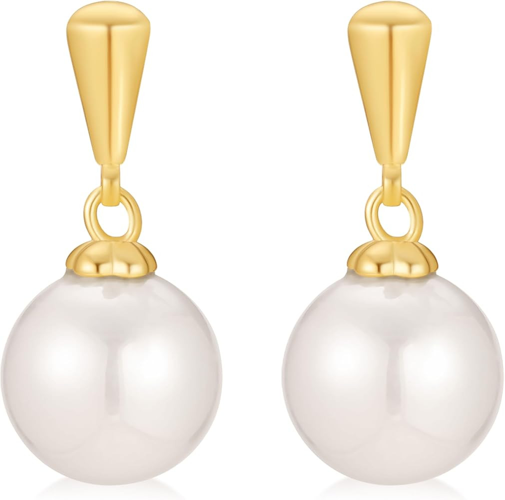 Teardrop Dangle Earrings for Women,Bow Pearl Gold Tassel Waterdrop Design, Statement Earring Stud | Amazon (US)