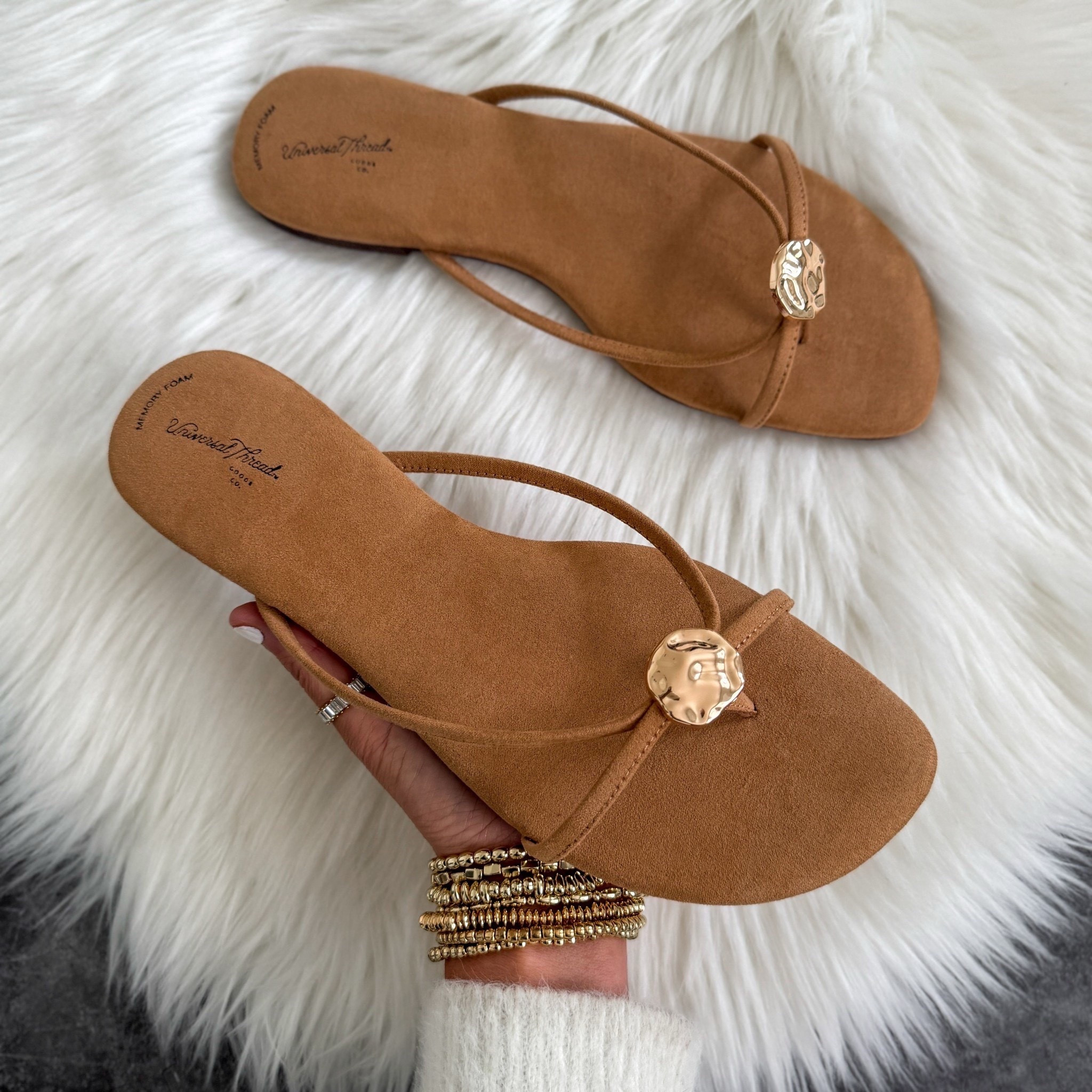 Target Women’s Kit Thong Sandals Universal Thread in Sand  runs true to size