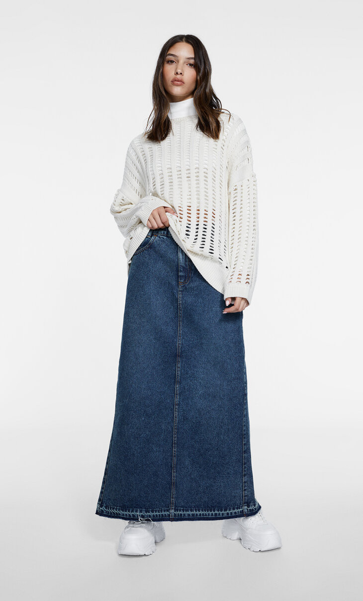 Long denim skirt | Stradivarius (UK)