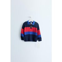Zara - Zara Timeless - Cotton And Wool Cable-Knit Polo Jumper - Dark Navy - 5 Years (43,3 Inches) - Kids | Zara US