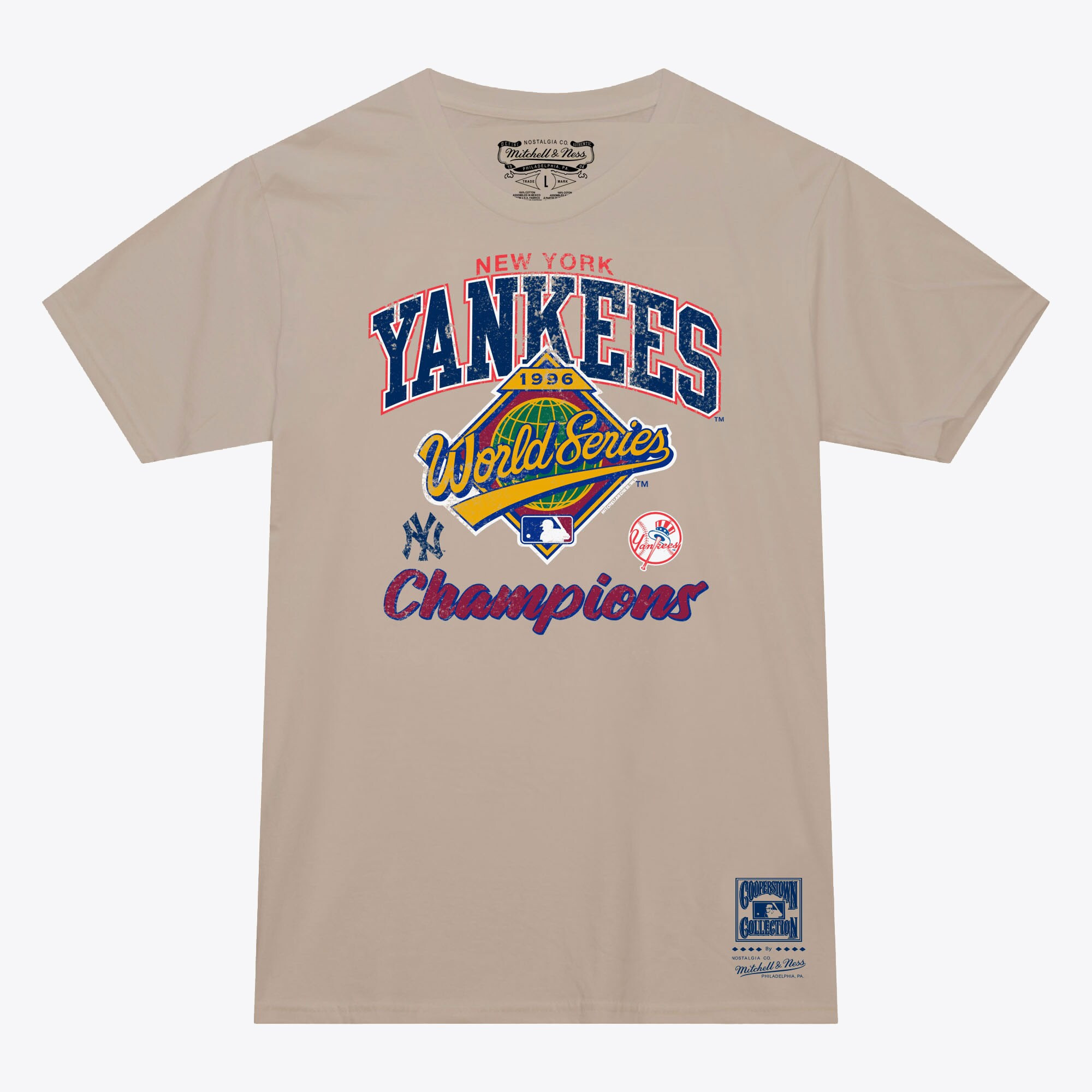 Men's  Khaki New York Yankees 1996 Arched Champions T-Shirt | Mitchell & Ness