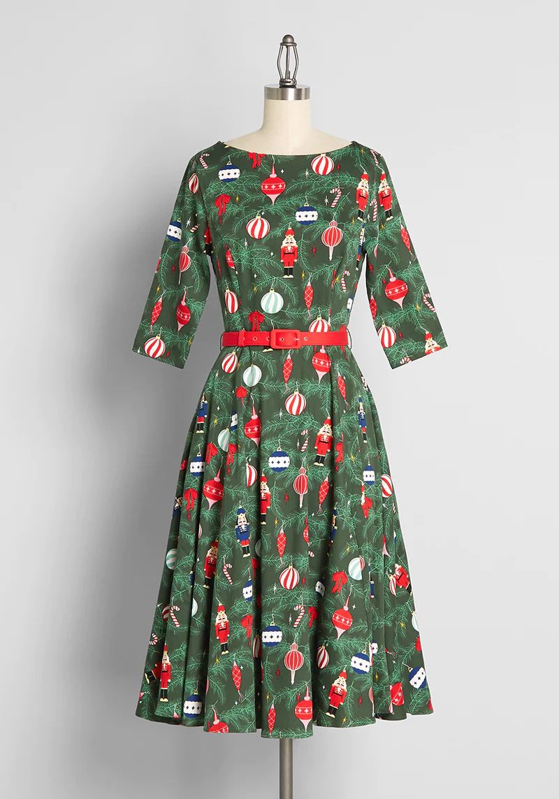 Ornamental Christmas Tree Swing Dress | ModCloth