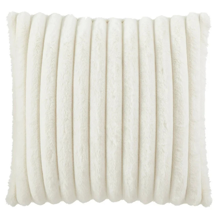 Mainstays 20" x 20" Channel Faux Fur Pillow, Vanilla Dream | Walmart (US)