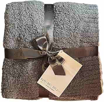 Barefoot Dreams CozyChic Rib Trim Throw Warm Gray/White 45 x 60 | Amazon (US)