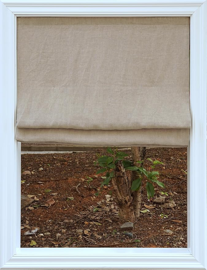 Handmade Relaxed Roman Shade in 100% Pure Linen, Custom Fit Blackout or Light Filtering Window Co... | Amazon (US)