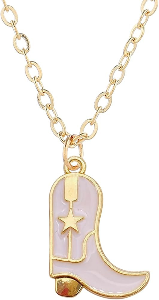 Cowgirl Boot Necklace Western Cowboy Boots Necklace 14K Gold Plated Cowboy Hat Pendant Necklace W... | Amazon (US)