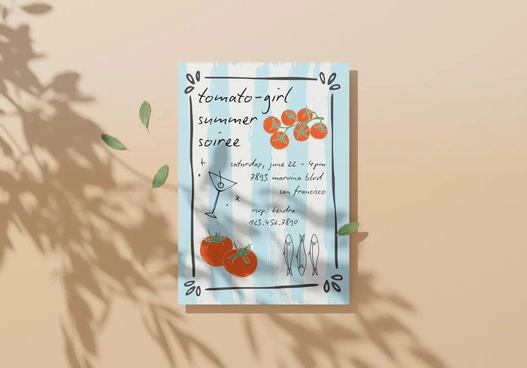 Tomato Girl Summer Party Invite - Dinner Invitation - Editable Template - Instant Download - Etsy | Etsy (US)