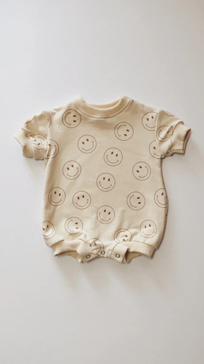 Just Smile Ivory | Short Sleeve Romper | Forever French